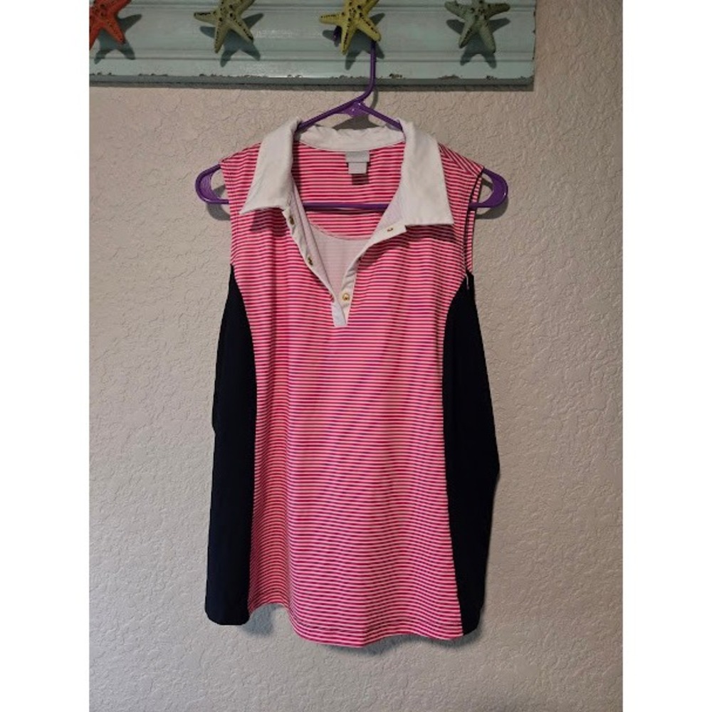 Zenergy by Chico's Dark Pink Striped‎ Tank Top